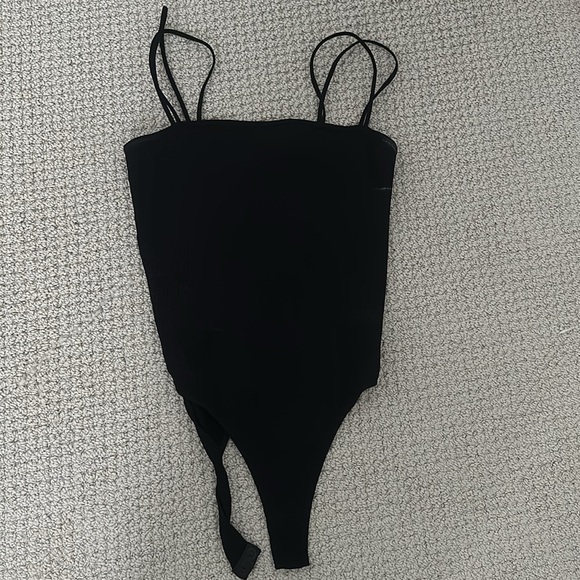 Black Thong Ribbed Body Suit - Picture 3 of 5